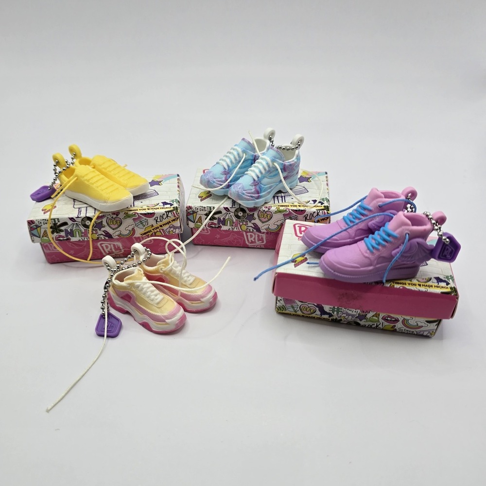 Real Littles Shoes Lot 4 Pairs Mini Sneakers 3 Boxes Moose Toys Micro